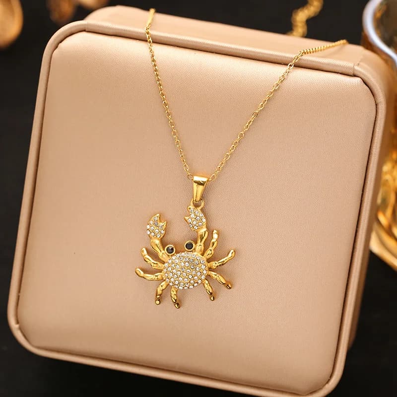 Stainless Steel Gold Double Heart Pendant Necklace