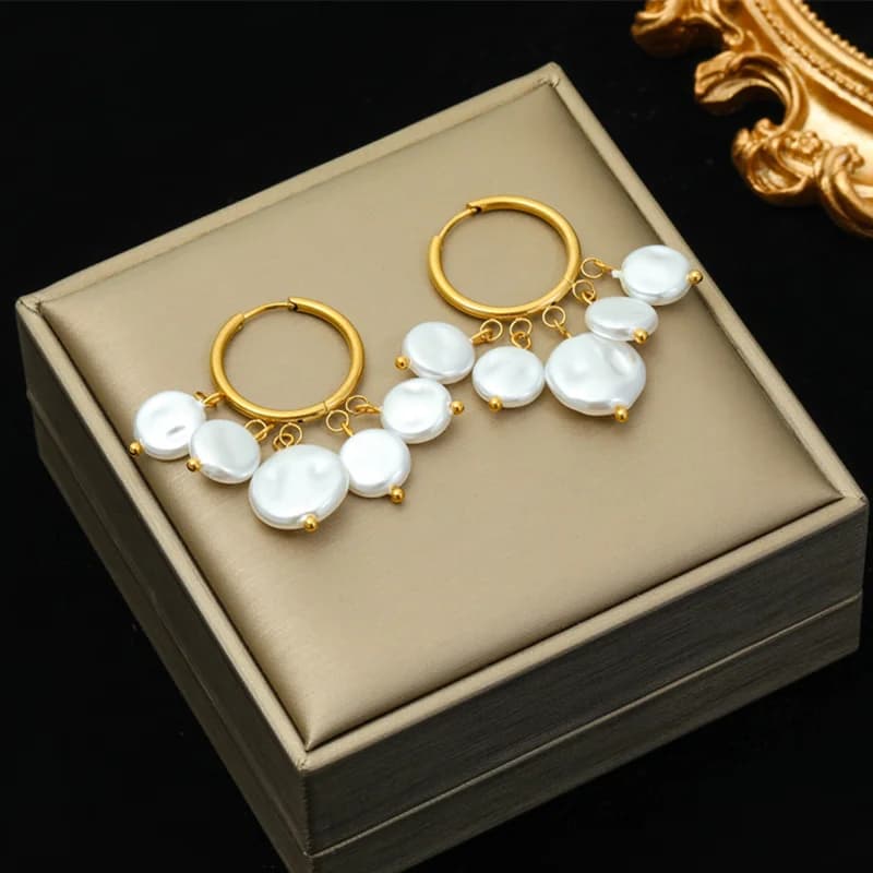 Phoenix Leopard Cross Pearl Earrings