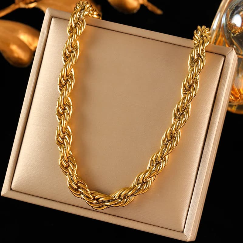 8mm Chunky Chain Necklace, 18K Gold Plated