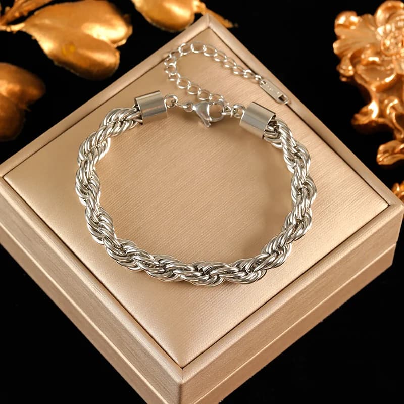 8mm Thick Twist Chain Necklace and Bracelet Set