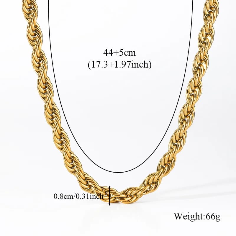 8mm Thick Twist Chain Necklace and Bracelet Set