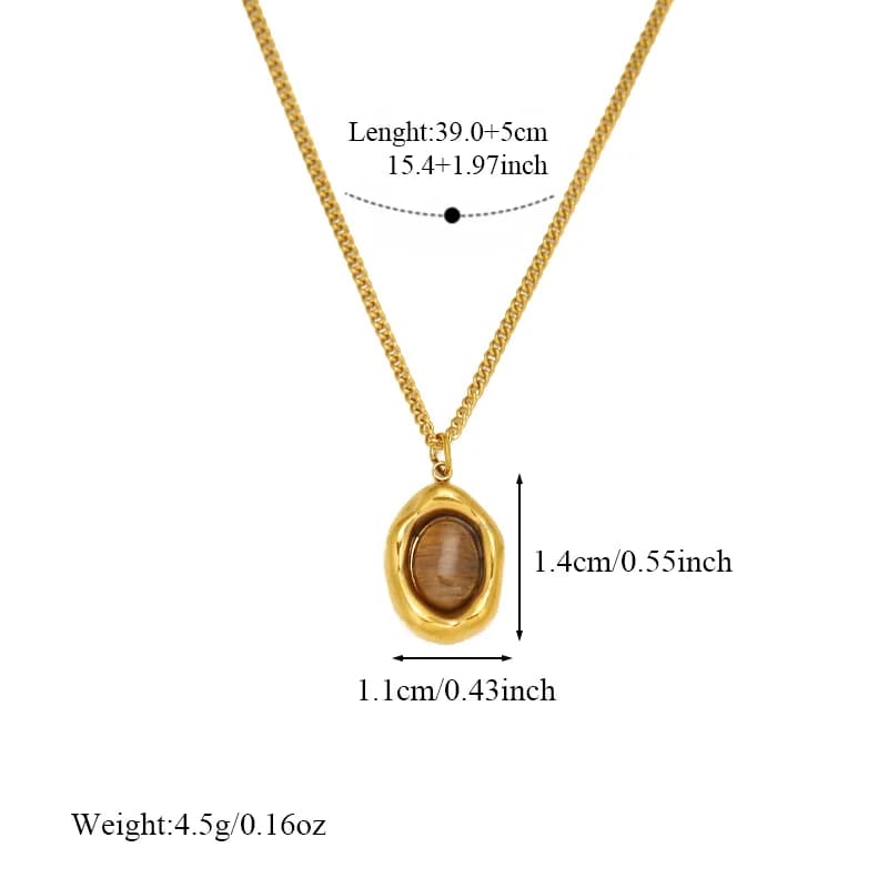 Vintage Brown Stone Pendant Necklace