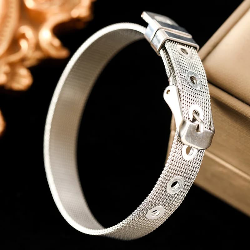 Silver Color Chain Bangle Bracelet in Stainless Steel
