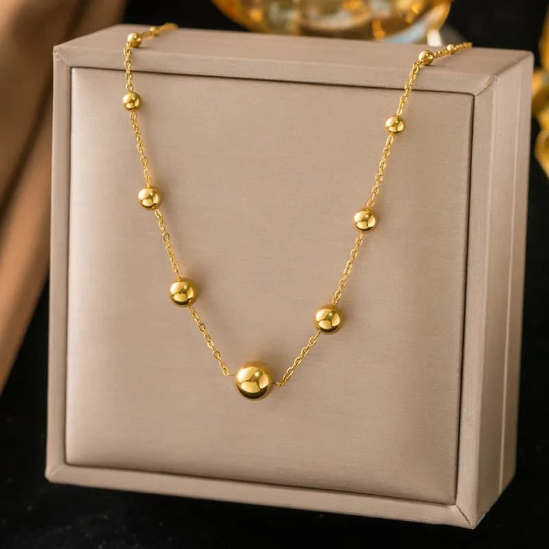 Thick Gold Bead Chain Necklace