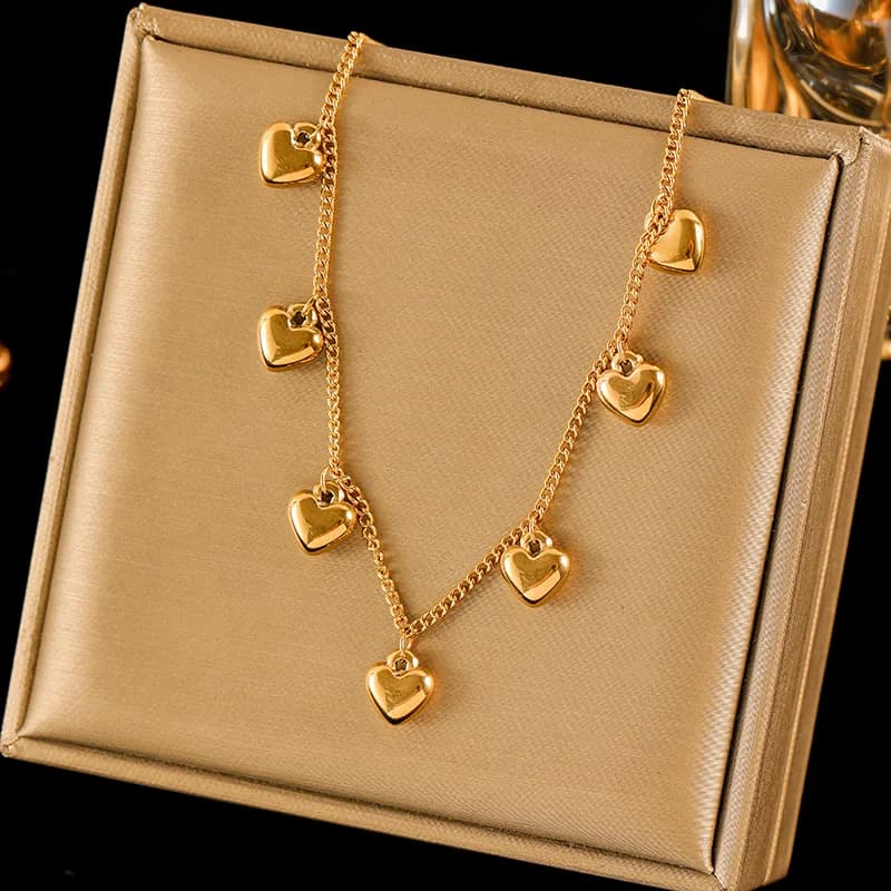 Water Drop Zircon Pendant Necklace, Gold Plated