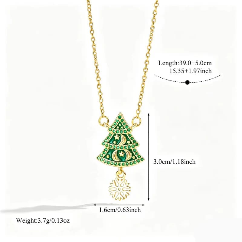 Christmas Tree and Snowflake Pendant Necklace