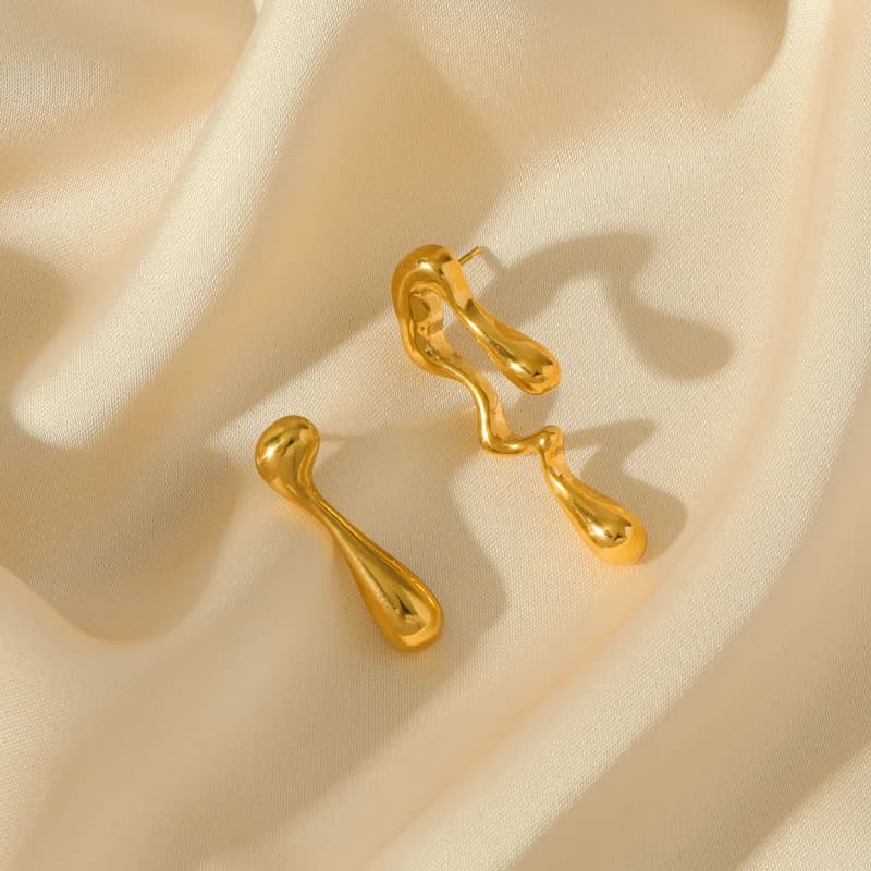 Gold Color Stainless Steel Irregular Dangle Earrings