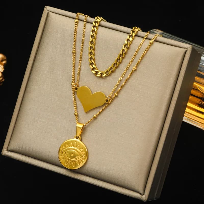 Stainless Steel Acrylic Link Thick Chain Necklace